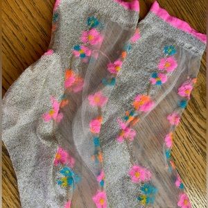 Pink and gold thin socks European worn once